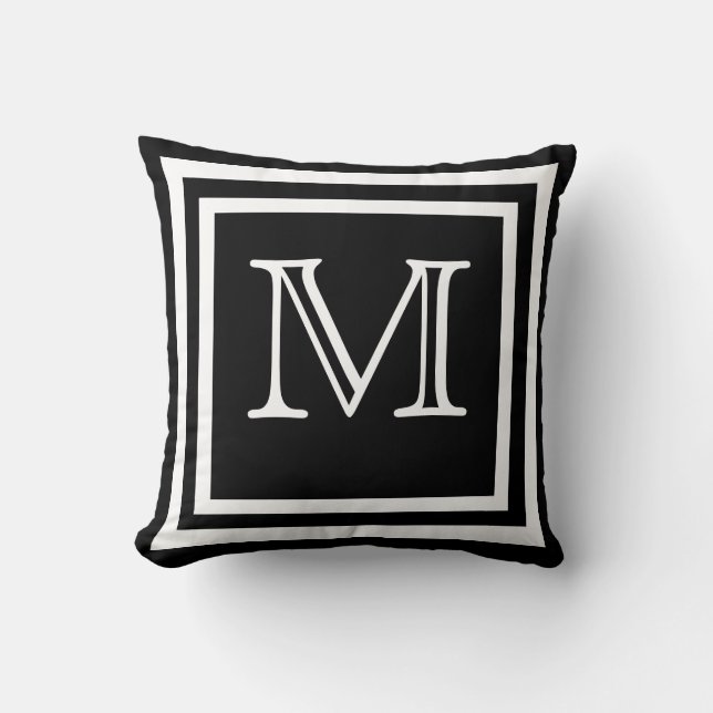 Cojín Decorativo MONOGRAM Sólido negro claro moderno (Anverso)
