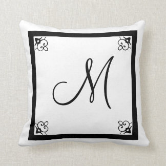 Cojín Decorativo MONOGRAM sólido Negro y blanco añaden foto de inst