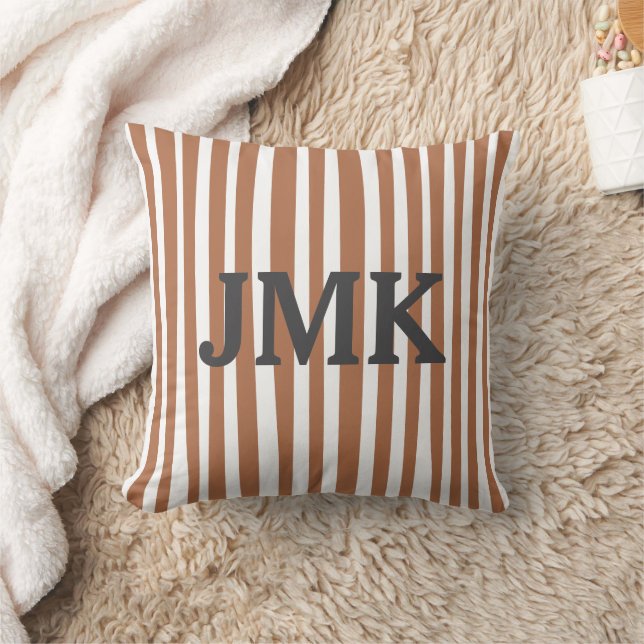 Cojín Decorativo Monogram Terracotta Modern Stripes Minimalist  (Manta)