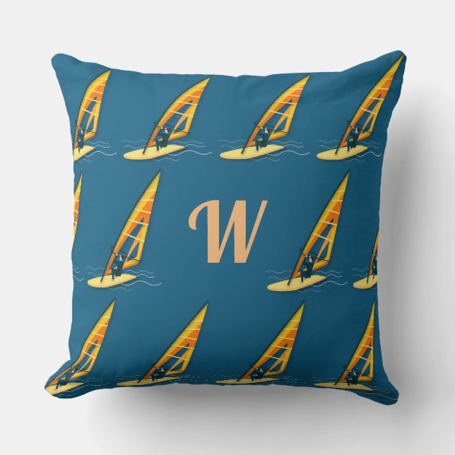 Cojín Decorativo Monogram Windsurfing Throw Pillow (Anverso)