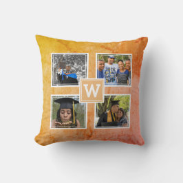 Cojín Decorativo Monograma 4 Plantilla fotográfica amarillo moderno