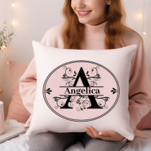 Monograma A femenino con nombre completo en rosa s