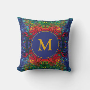 Cojín Decorativo MONOGRAMA abstracto Rojo Azul Verde