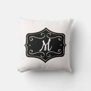 Cojín Decorativo Monograma Algodón negro y blanco