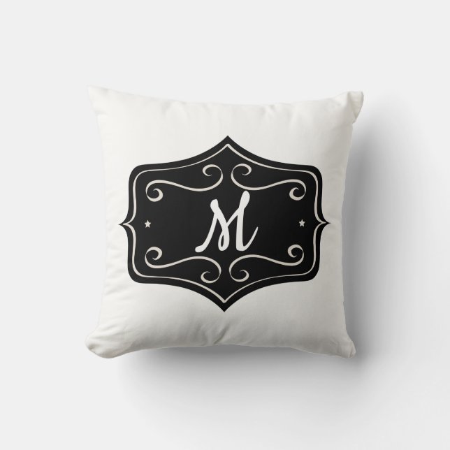 Cojín Decorativo Monograma Algodón negro y blanco (Anverso)