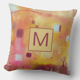 Cojín Decorativo Monograma Amarillo Abstracto Moderno