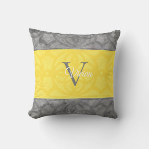 Cojín Decorativo Monograma amarillo brillante e iluminante