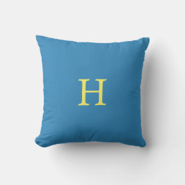 Cojín Decorativo Monograma Amarillo sobre Azul Turquesa
