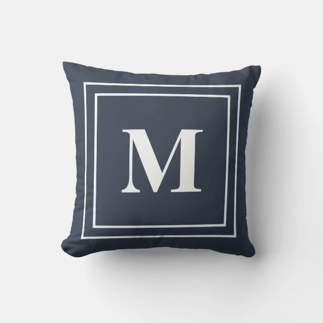 Cojín decorativo monograma azul de la Marina moder (Anverso)