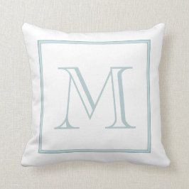 Cojín Decorativo Monograma azul para bebé blanco