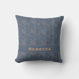Cojín Decorativo Monograma azul retro del patrón Herringbone de Che