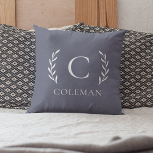 Cojín Decorativo Monograma azul rústico Nombre inicial interior ext