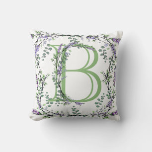 Cojín Decorativo Monograma B Lavender Eucalipto