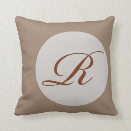 Cojín Decorativo Monograma Beige oscuro R Pilares lumbares poliéste