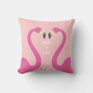 Cojín Decorativo Monograma Besado Flamingos Coral Pilar al aire lib