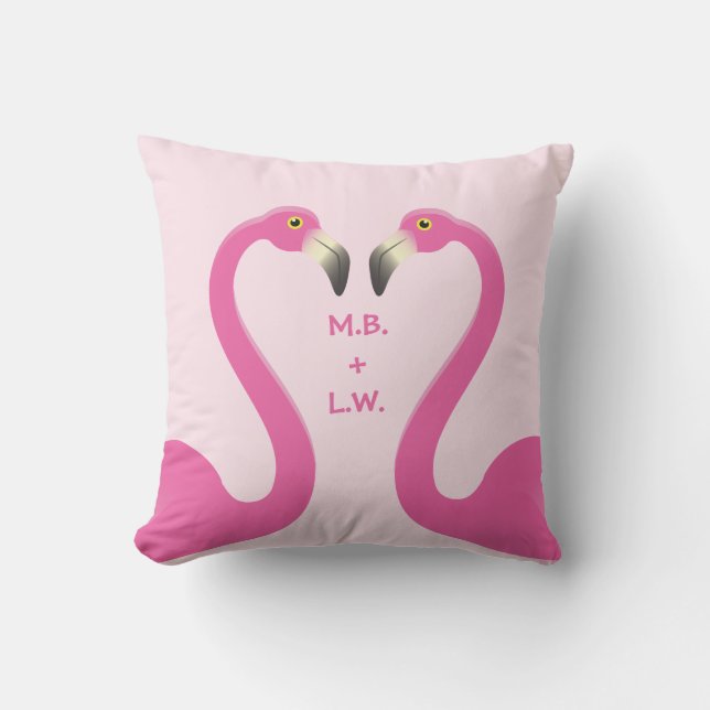 Cojín Decorativo Monograma Besado Flamingos Pink Outlow Pillow (Anverso)