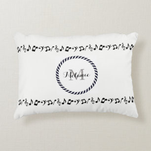 Cojín Decorativo Monograma Black Music Notes Accent Pillow