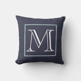 Cojín Decorativo Monograma blanco azul