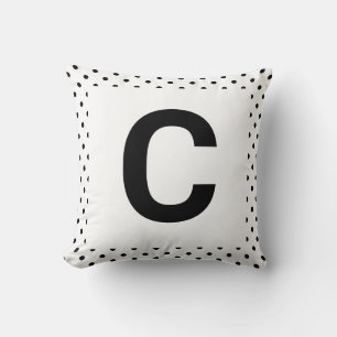 Cojín Decorativo MONOGRAMA BLANCO DE COLOR NEGRO DOBLESIDED Cushion
