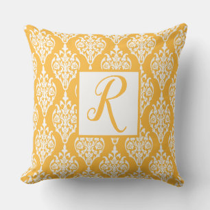Cojín Decorativo Monograma blanco dorado de Damask