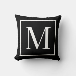 Cojín Decorativo Monograma blanco negro personalizar   Cualquier fo