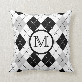 Cojín decorativo Monograma Blanco negro y Argel gr