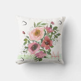 Cojín Decorativo Monograma blanco rosado Floral
