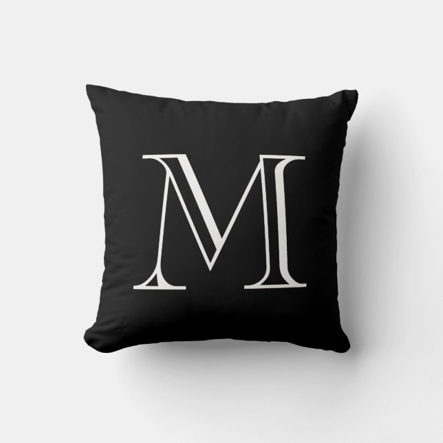 Cojín Decorativo Monograma blanco y negro (Anverso)