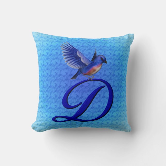 Cojín Decorativo Monograma Bluebird D inicial (Anverso)