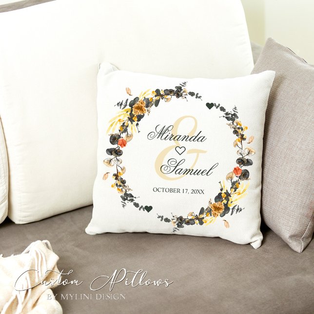 Cojín decorativo Monograma Boda Golden Noir de luj (Subido por el creador)