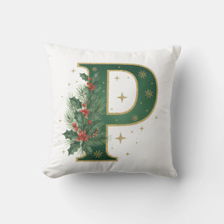 Cojín Decorativo Monograma Botánico de Navidad P Acebo