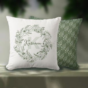 Cojín Decorativo Monograma Botánico Frondoso K