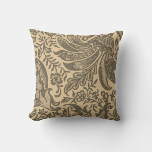 Cojín Decorativo Monograma Botánico Moderno Sepia Marrón