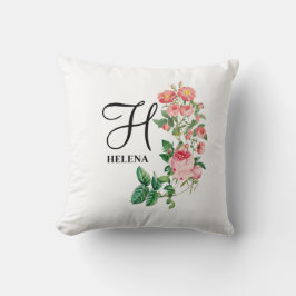 Cojín Decorativo Monograma Botánico Personalizado Vintage Floral