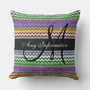 Cojín Decorativo Monograma Chevron Burlap Rustic #20