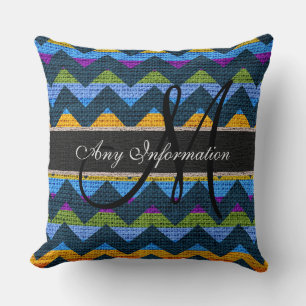 Cojín Decorativo Monograma Chevron Burlap Rustic #5