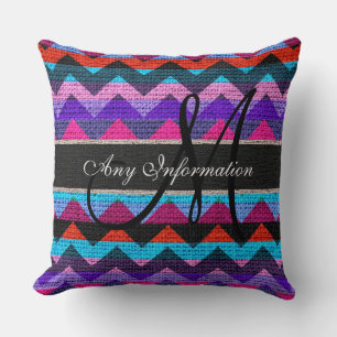 Cojín Decorativo Monograma Chevron Burlap Rustic #8
