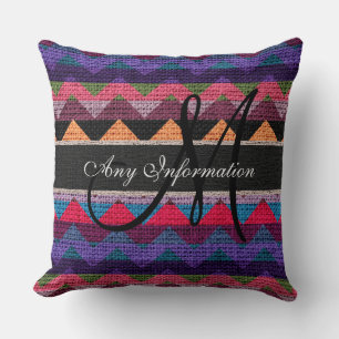 Cojín Decorativo Monograma Chevron Burlap Rustic #9