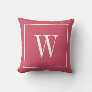 Cojín Decorativo Monograma Chic Inicial Elegante Actualizado Rosa y
