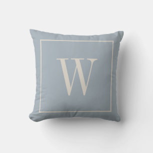 Cojín Decorativo Monograma Chic Inicial Suave Granja Casa Azul y Ma