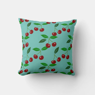 Cojín Decorativo Monograma clásico de frutas de cerezo y hojas 3