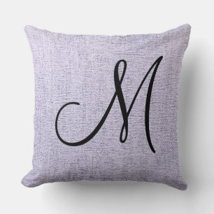 Cojín Decorativo Monograma con aspecto de lienzo plateado