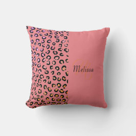 Cojín Decorativo Monograma con nombre rosa Rubor de dos tonos Leopa