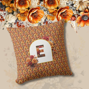 Cojín Decorativo Monograma Cumpleaños de la Madre Abuela Otoño Flor
