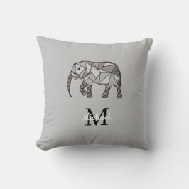 Cojín Decorativo Monograma Cute Graphics Elephant Personalizado Neg