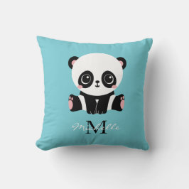 Cojín Decorativo Monograma Cute Panda Goma de burbuja personalizada