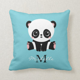 Cojín Decorativo Monograma Cute Panda Goma de burbuja personalizada