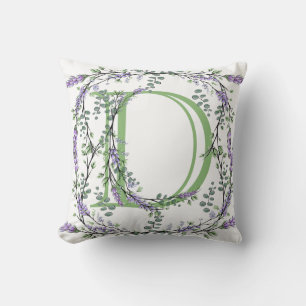Cojín Decorativo Monograma D Lavender Eucalyptus
