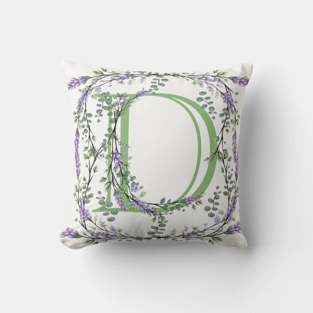 Cojín Decorativo Monograma D Lavender Eucalyptus (Anverso)