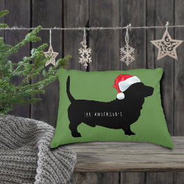 Cojín Decorativo Monograma Dachshund Santa Hat